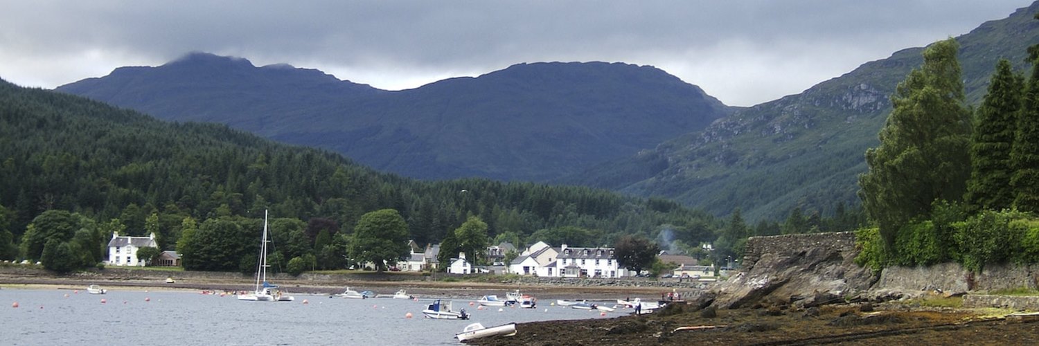 Lochgoilhead village and mountains behind