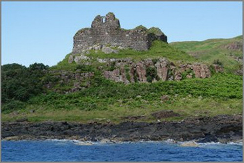 Ardtornish castle on Morvern taken from the sea.