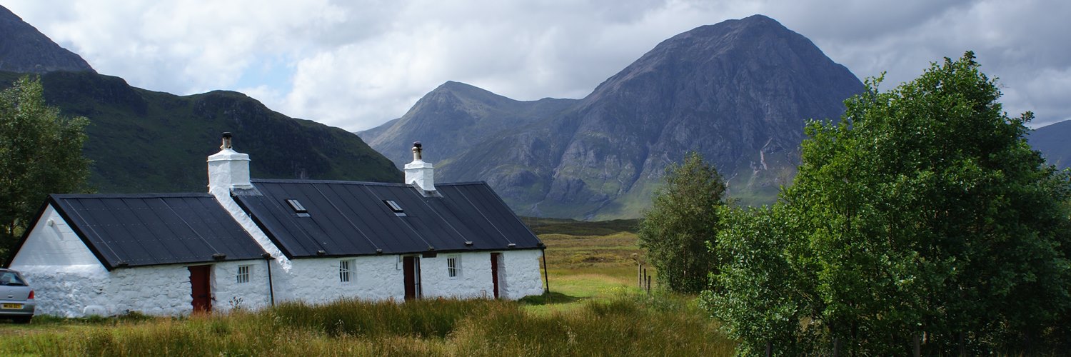 Glencoe mountain and cottage from the west highland way